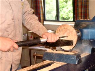 Simon hollowing out the outer bowl